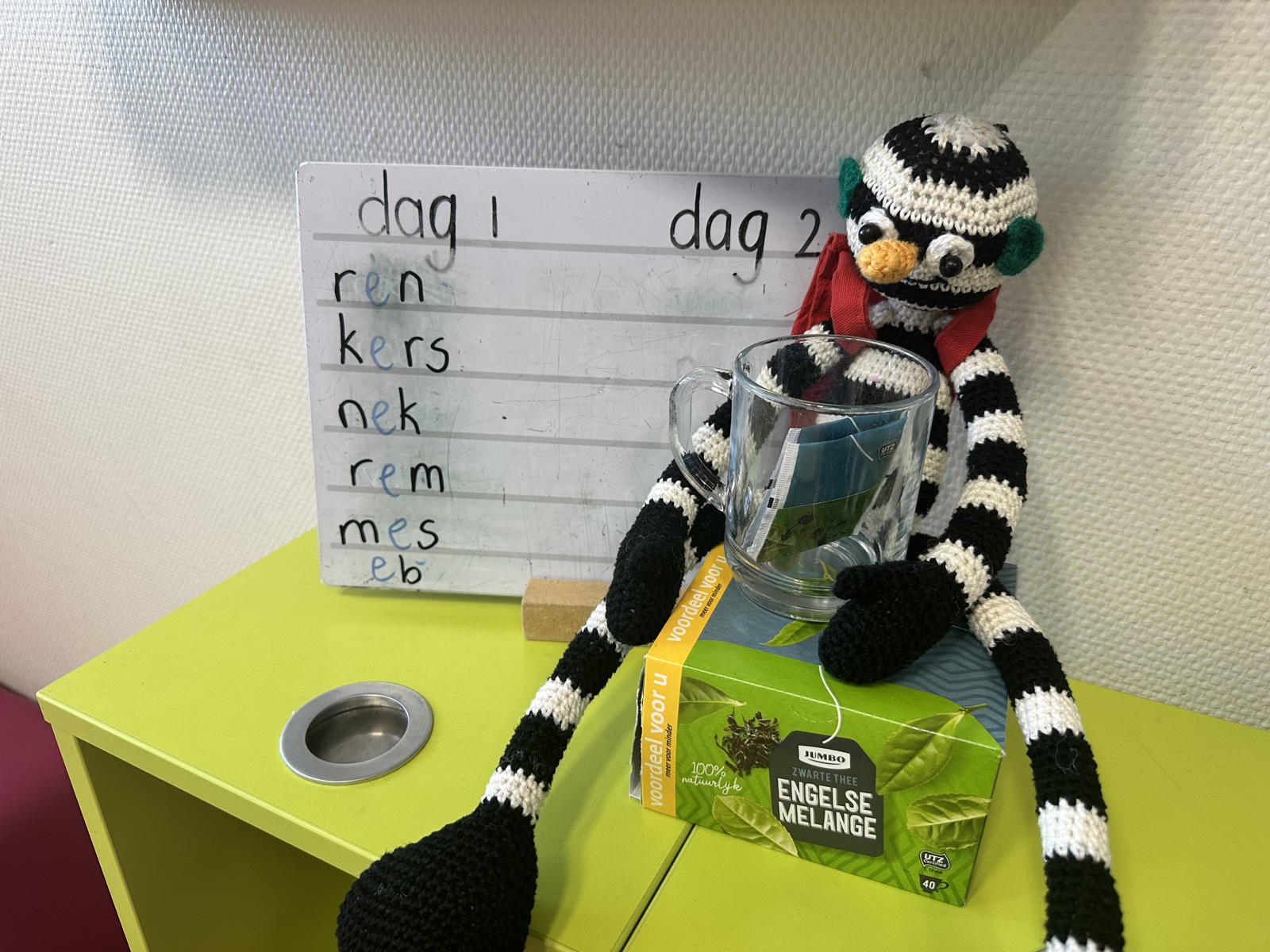 De letter e van…